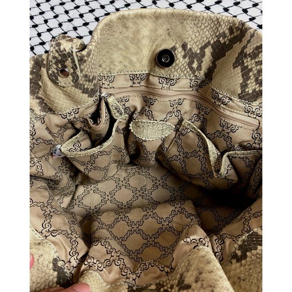 Forth & Towne Snakeskin Print Leather Satchel Purse with Silver Hardware - Picture 4 of 12